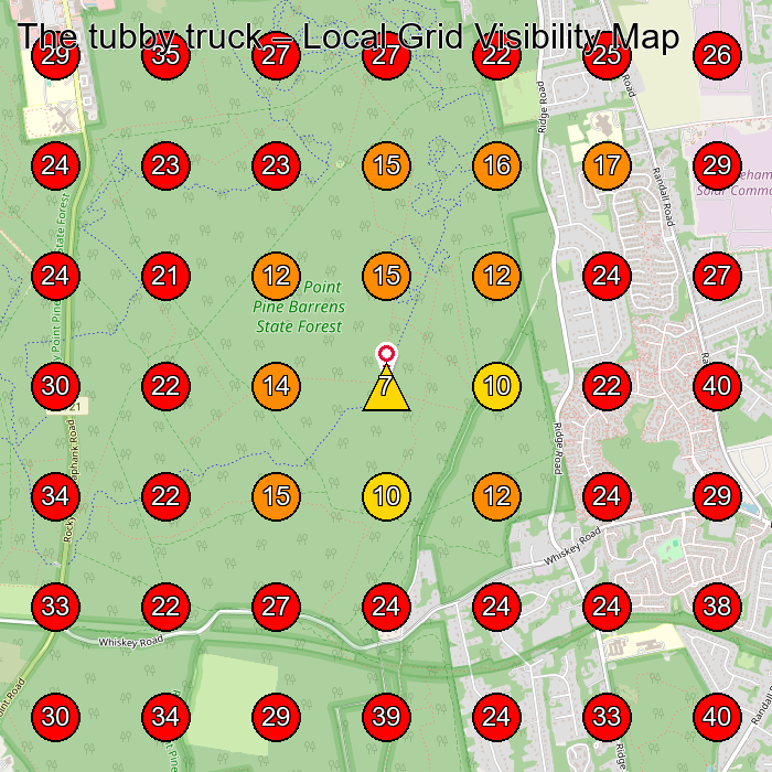 The tubby truck GeoGrid visibility map for Pet Groomer in None